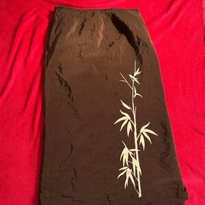 Russell Kemp Brown 100% Silk Skirt with Bamboo Design